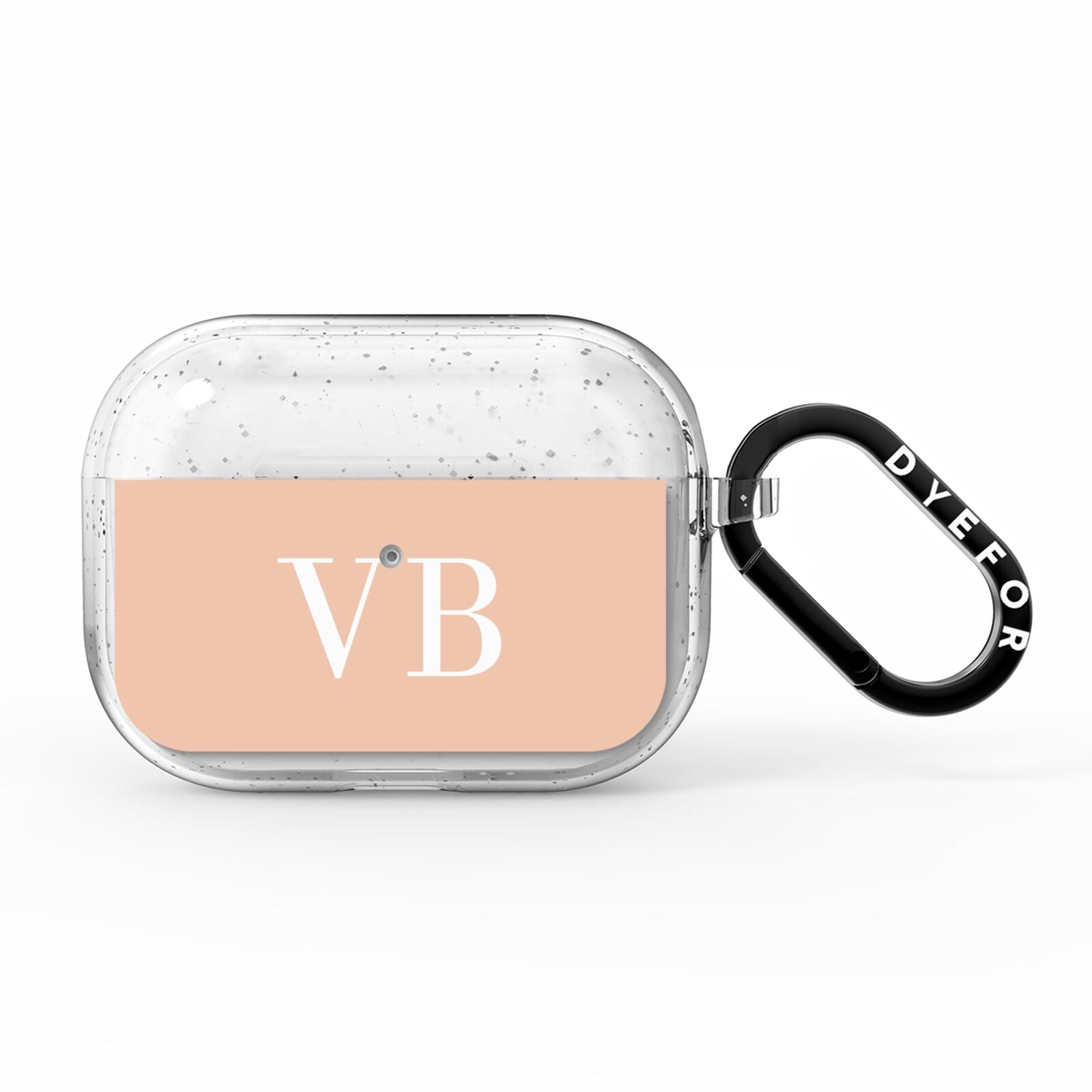 Nude And White Personalised AirPods Pro Glitter Case