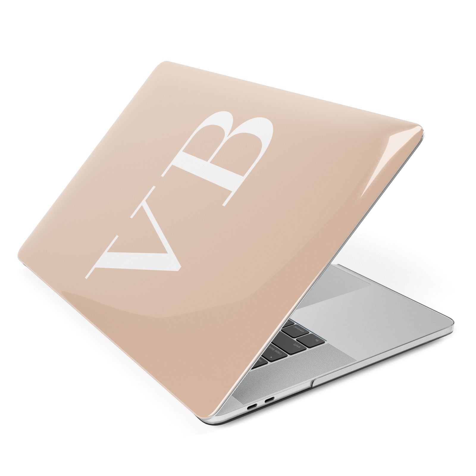 Nude And White Personalised Apple MacBook Case Side View