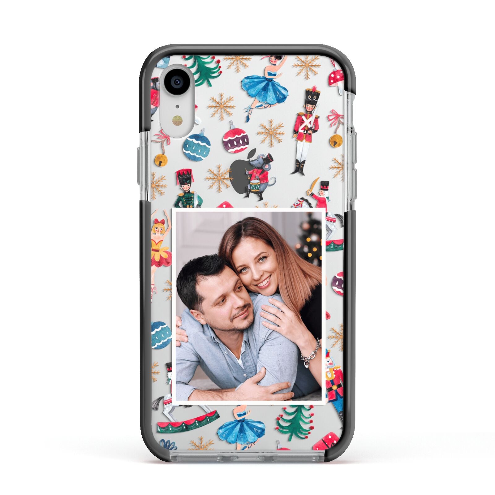 Nutcracker Personalised Photo Apple iPhone XR Impact Case Black Edge on Silver Phone