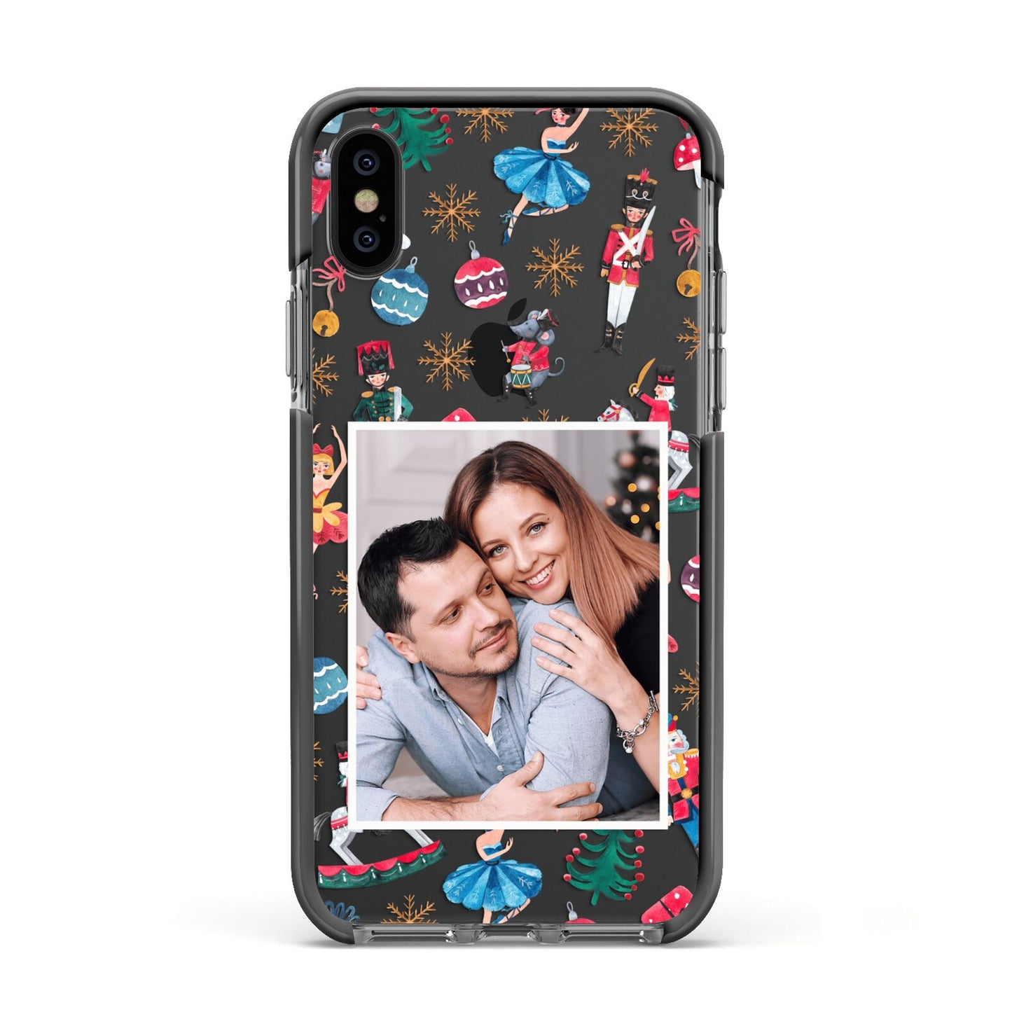 Nutcracker Personalised Photo Apple iPhone Xs Impact Case Black Edge on Black Phone