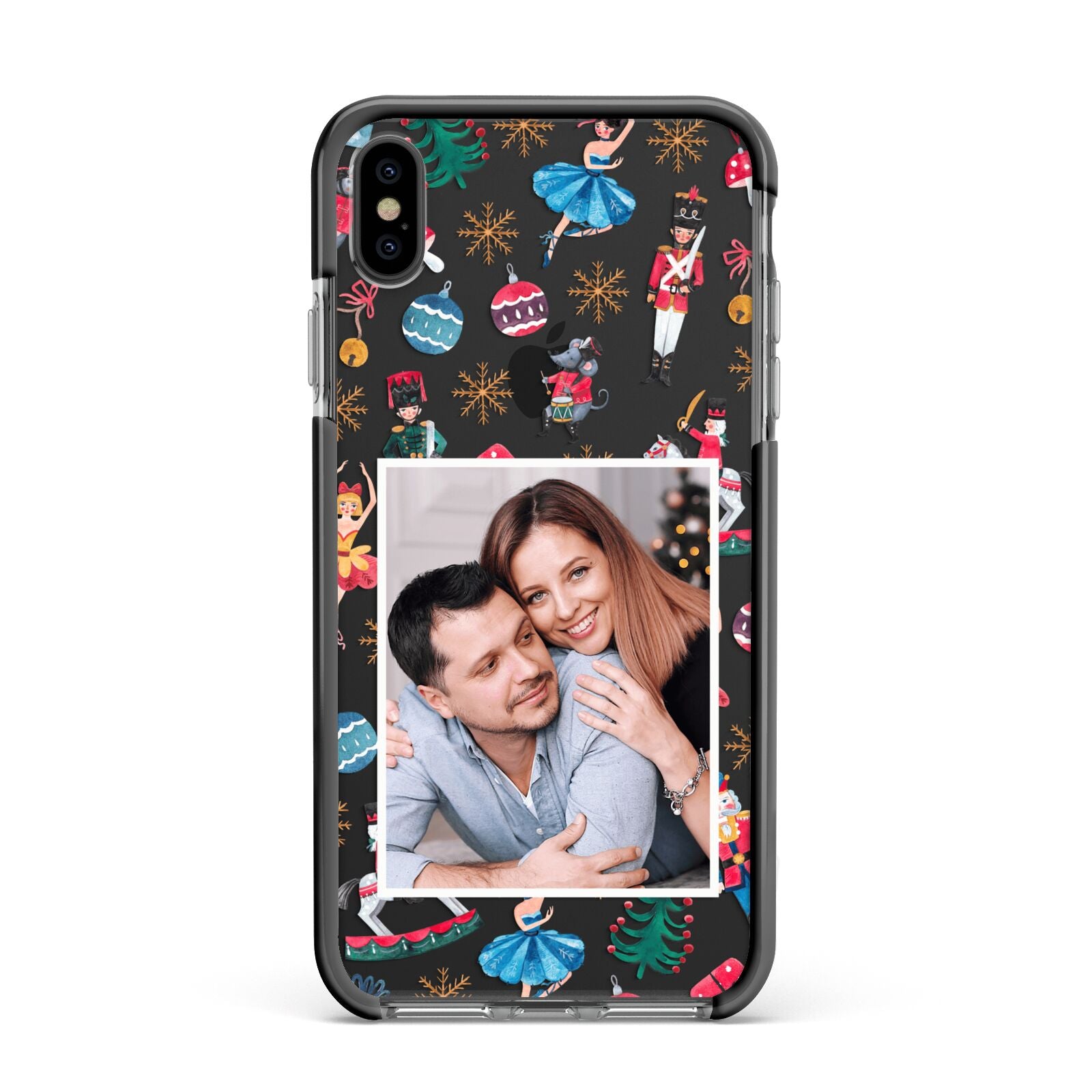 Nutcracker Personalised Photo Apple iPhone Xs Max Impact Case Black Edge on Black Phone