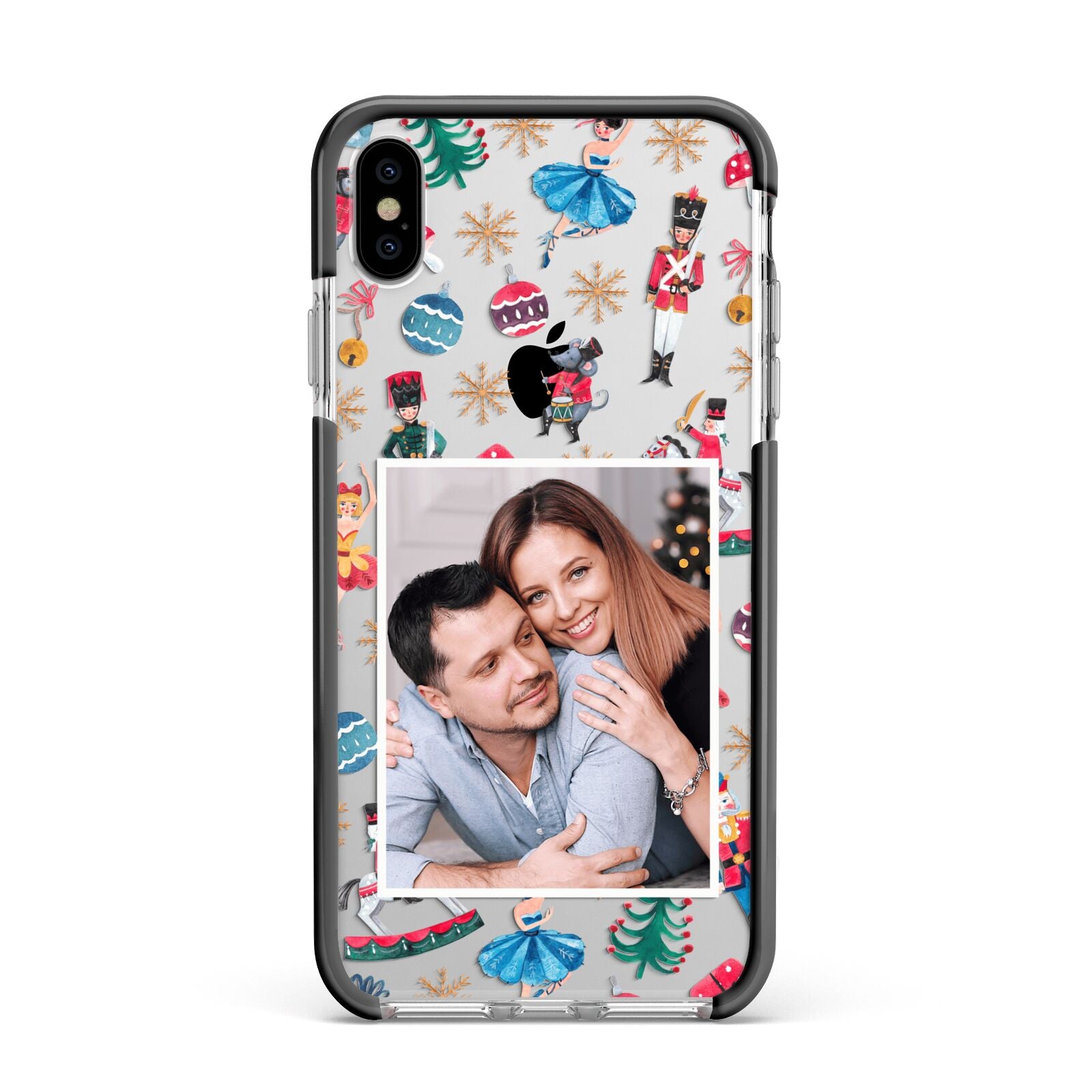 Nutcracker Personalised Photo Apple iPhone Xs Max Impact Case Black Edge on Silver Phone