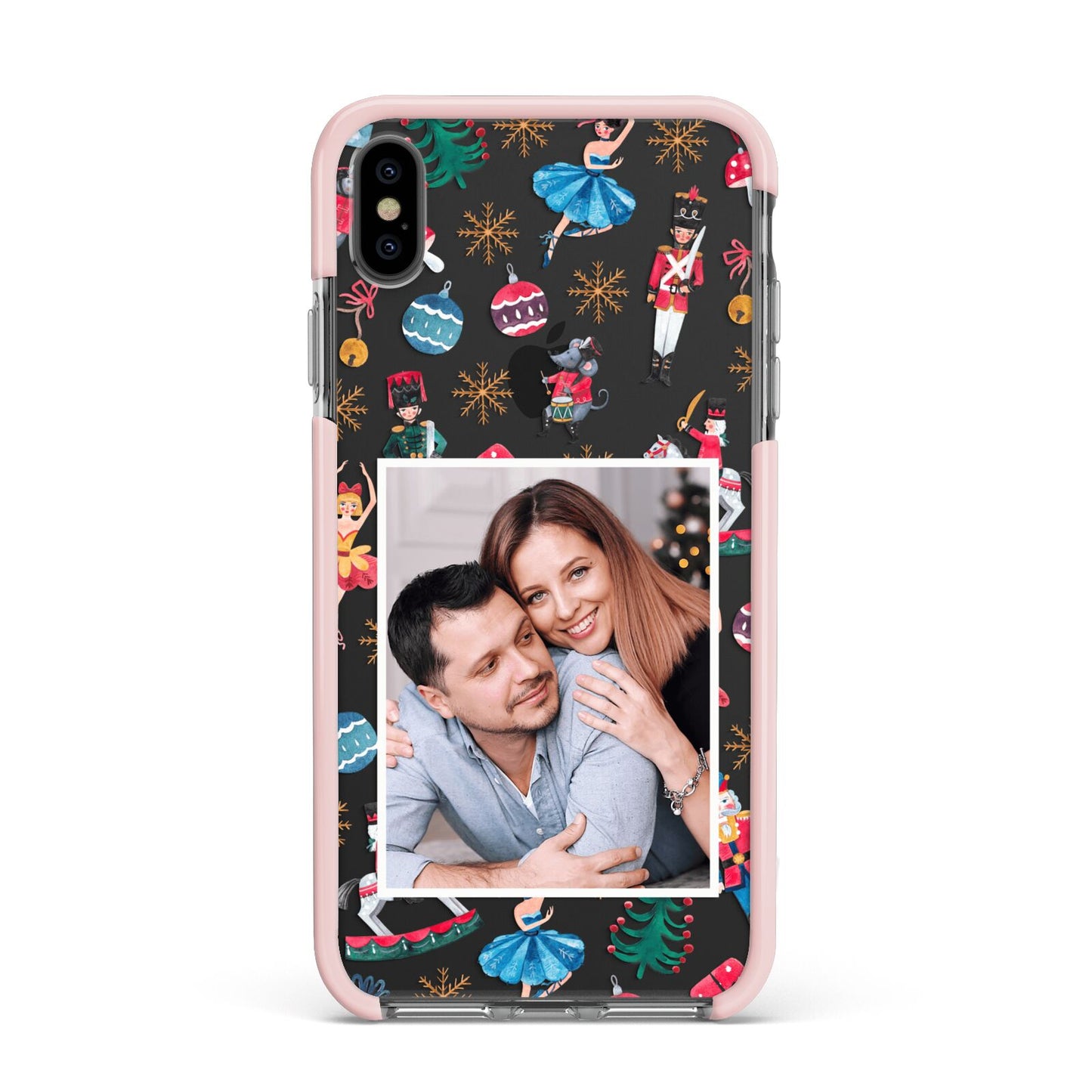 Nutcracker Personalised Photo Apple iPhone Xs Max Impact Case Pink Edge on Black Phone