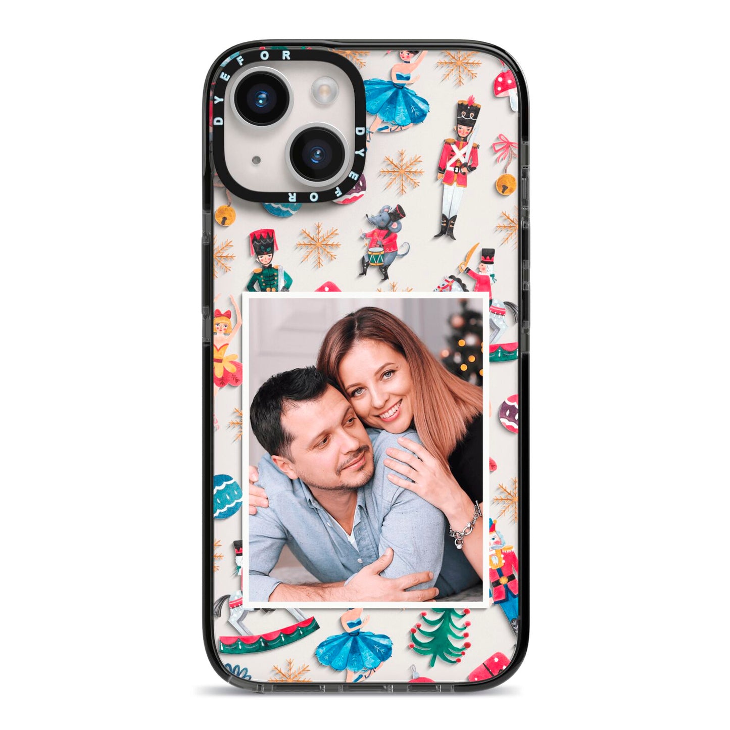 Nutcracker Personalised Photo iPhone 14 Black Impact Case on Silver phone