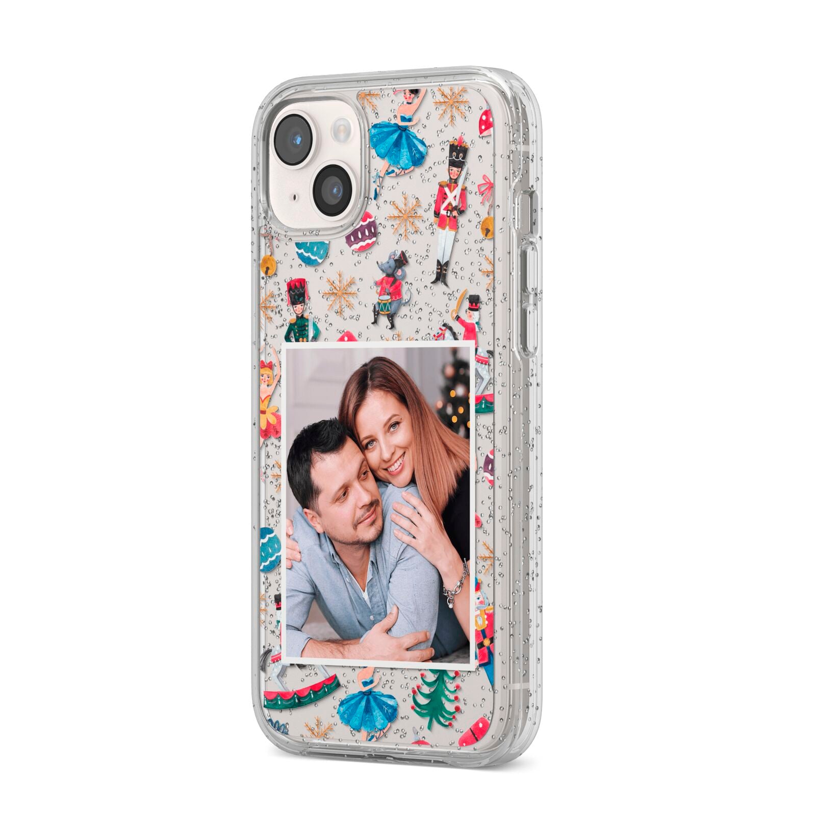 Nutcracker Personalised Photo iPhone 14 Plus Glitter Tough Case Starlight Angled Image