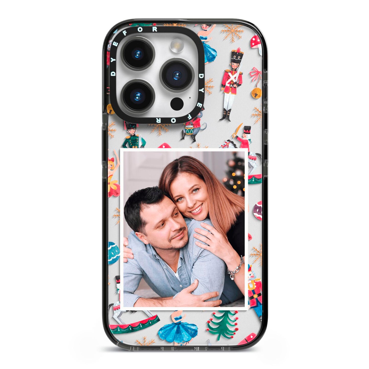 Nutcracker Personalised Photo iPhone 14 Pro Black Impact Case on Silver phone