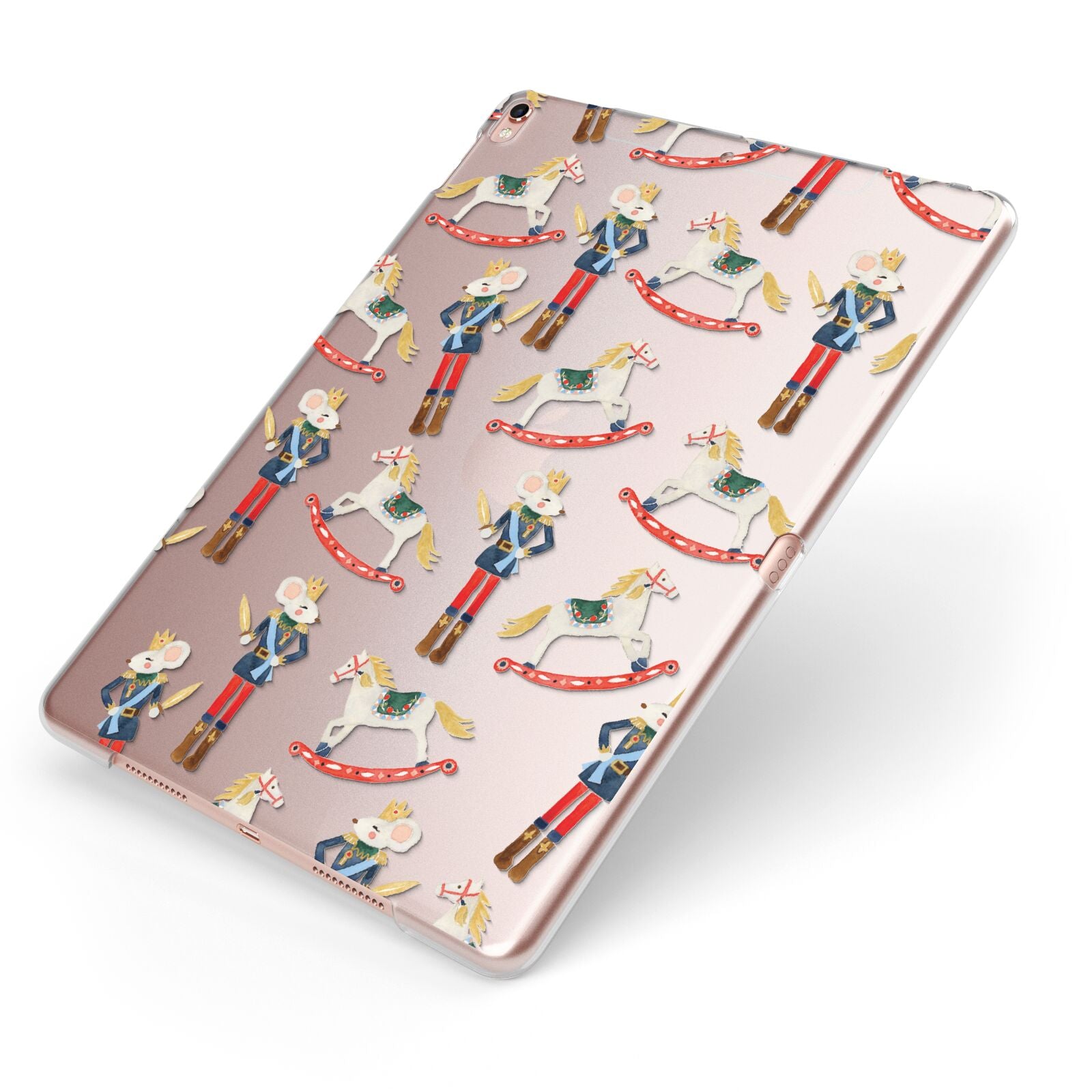 Nutcracker Rocking Horse Apple iPad Case on Rose Gold iPad Side View