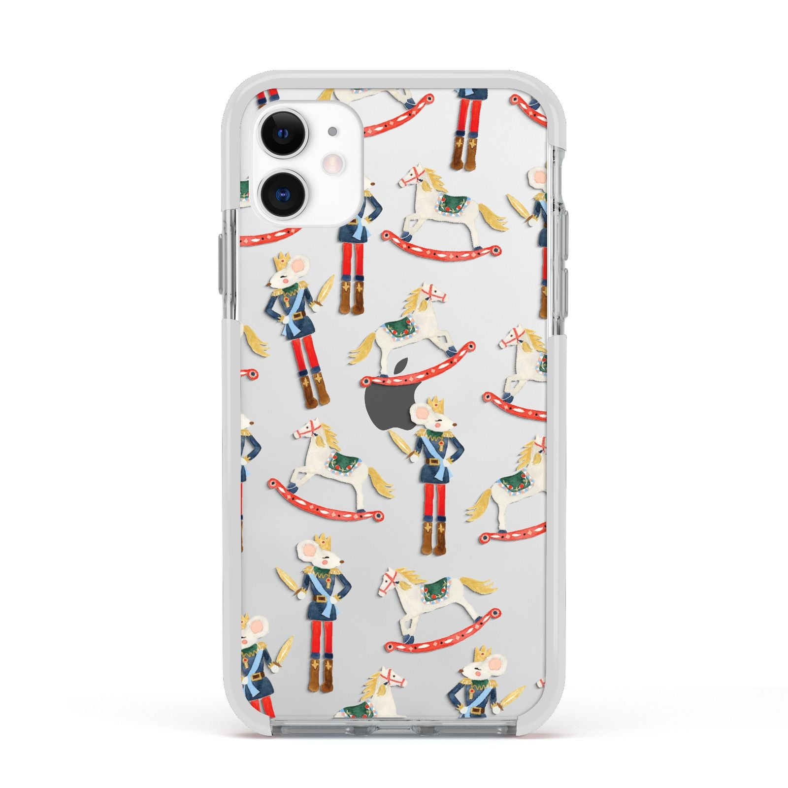 Nutcracker Rocking Horse Apple iPhone 11 in White with White Impact Case