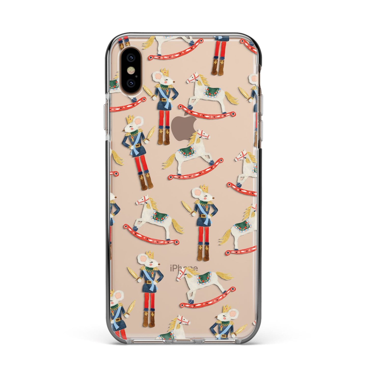 Nutcracker Rocking Horse Apple iPhone Xs Max Impact Case Black Edge on Gold Phone