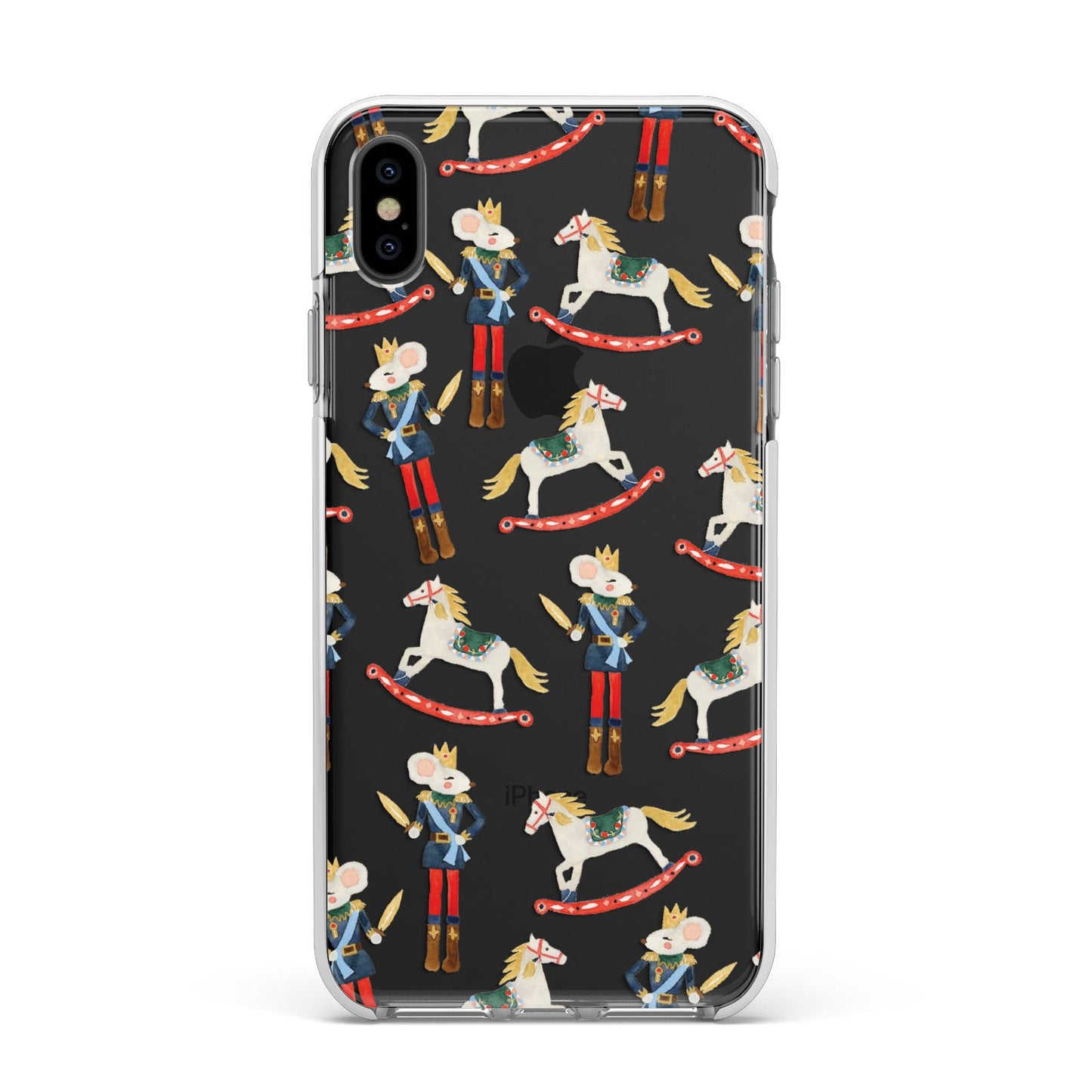 Nutcracker Rocking Horse Apple iPhone Xs Max Impact Case White Edge on Black Phone