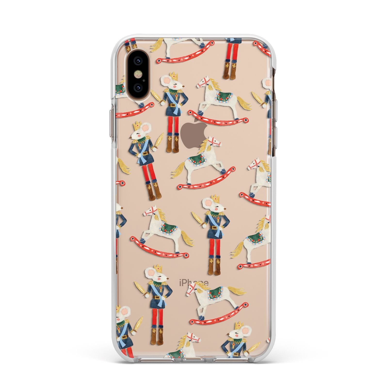 Nutcracker Rocking Horse Apple iPhone Xs Max Impact Case White Edge on Gold Phone