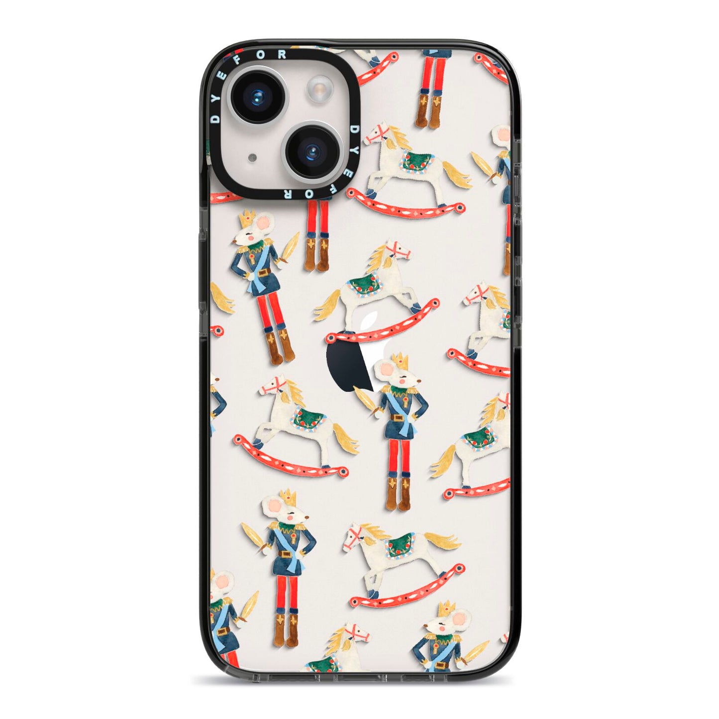 Nutcracker Rocking Horse iPhone 14 Black Impact Case on Silver phone