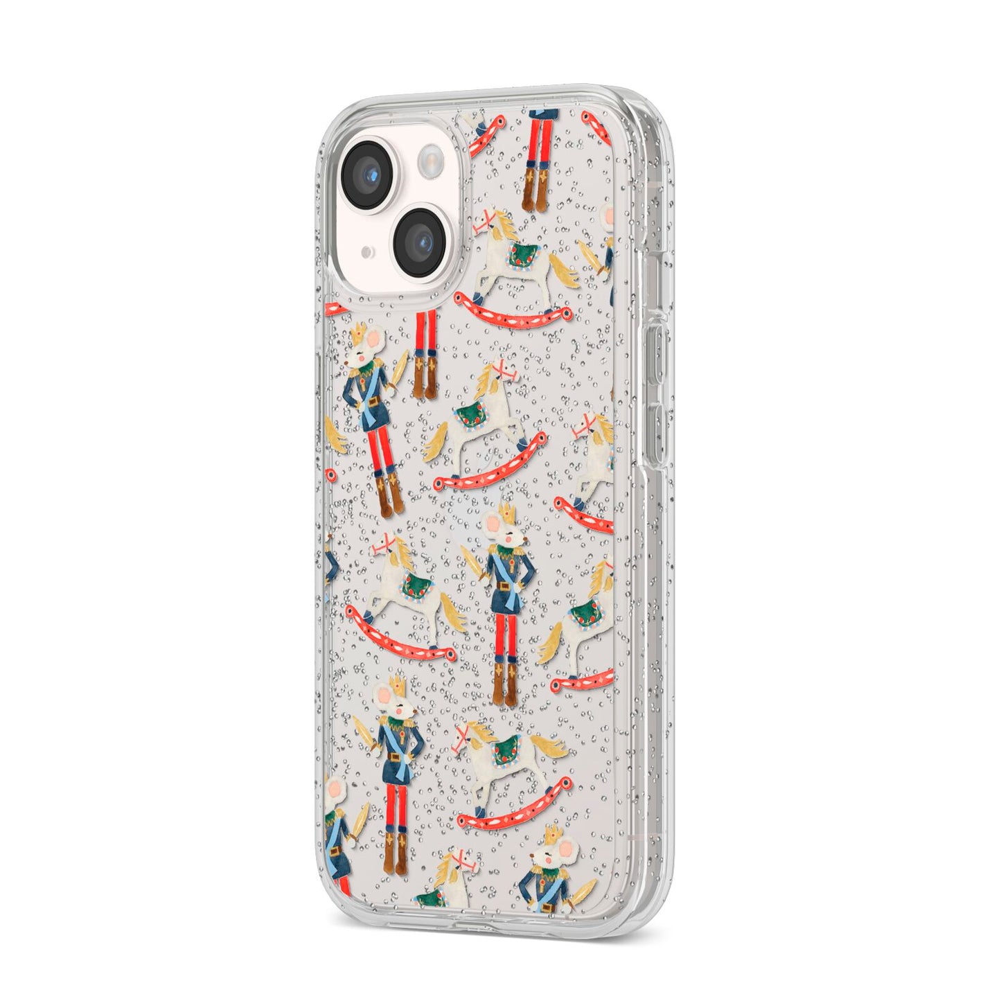 Nutcracker Rocking Horse iPhone 14 Glitter Tough Case Starlight Angled Image