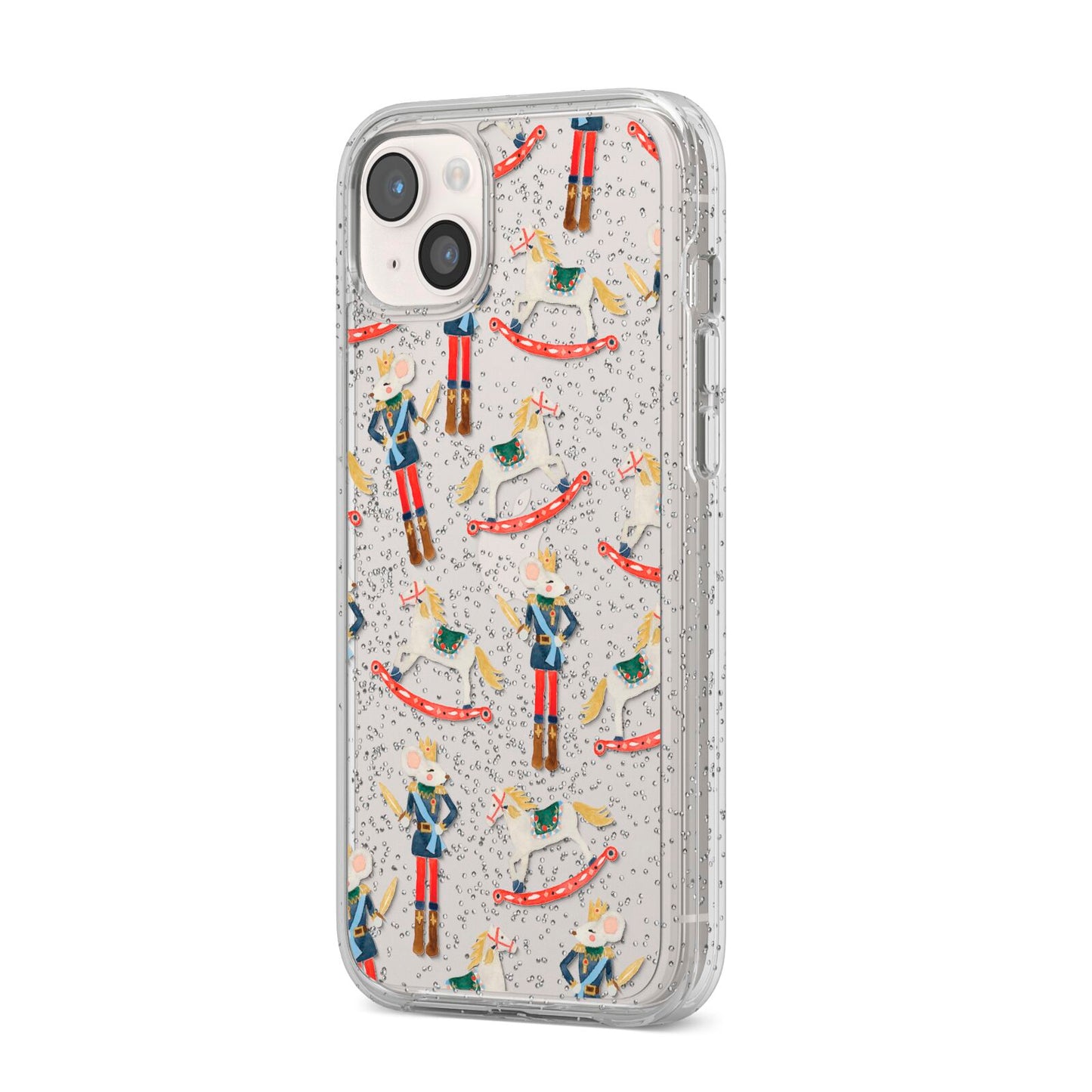 Nutcracker Rocking Horse iPhone 14 Plus Glitter Tough Case Starlight Angled Image