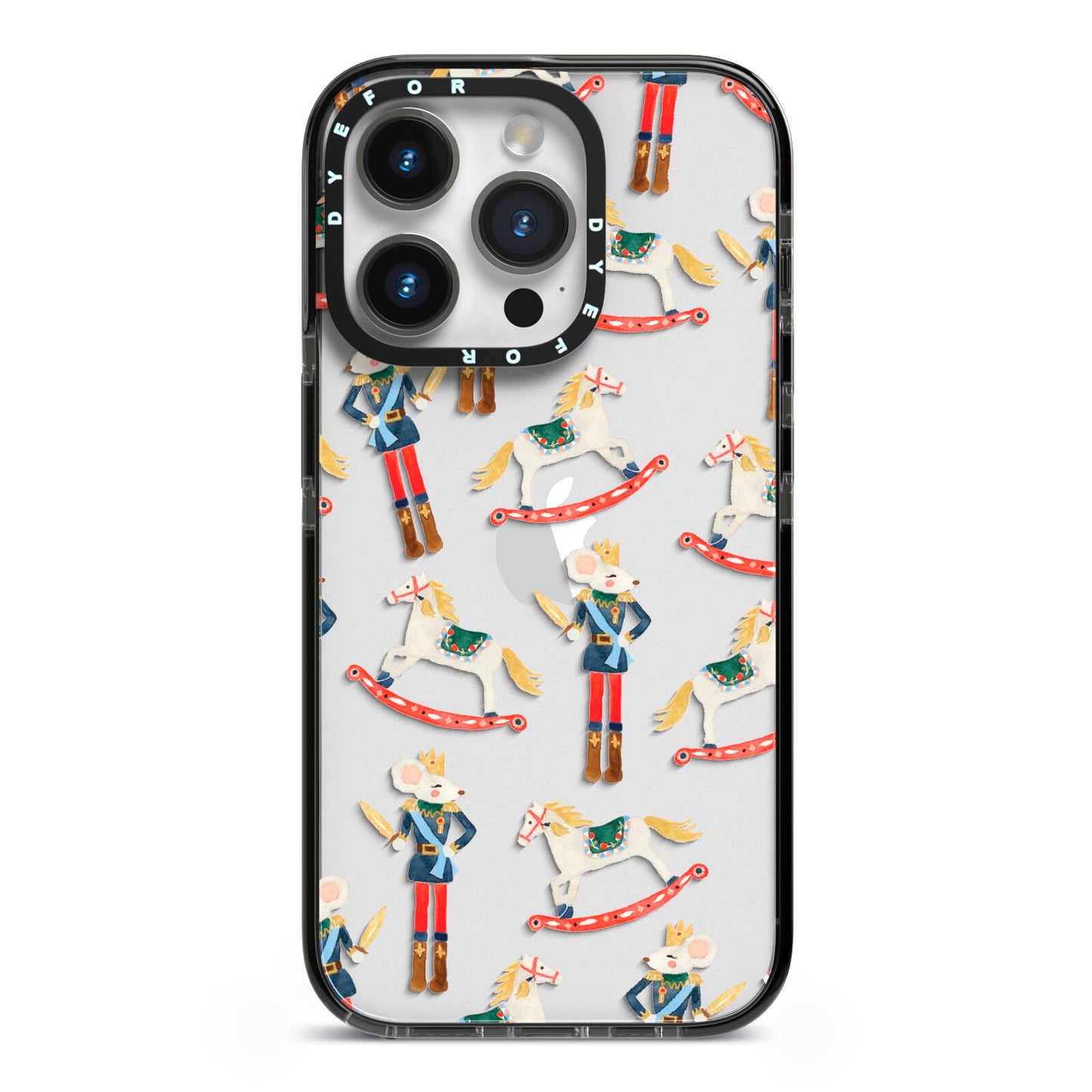 Nutcracker Rocking Horse iPhone 14 Pro Black Impact Case on Silver phone