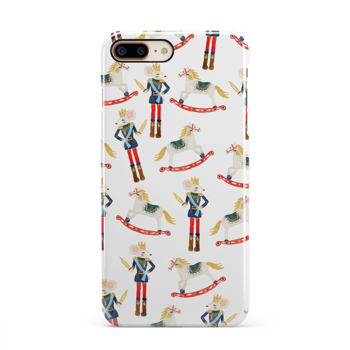 Nutcracker Rocking Horse iPhone 8 Plus 3D Snap Case on Gold Phone