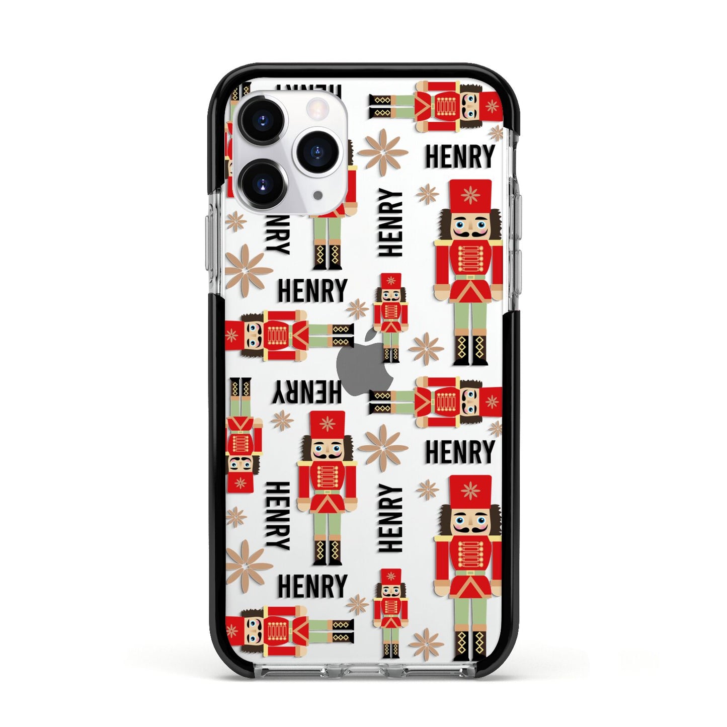 Nutcracker with Name Apple iPhone 11 Pro in Silver with Black Impact Case