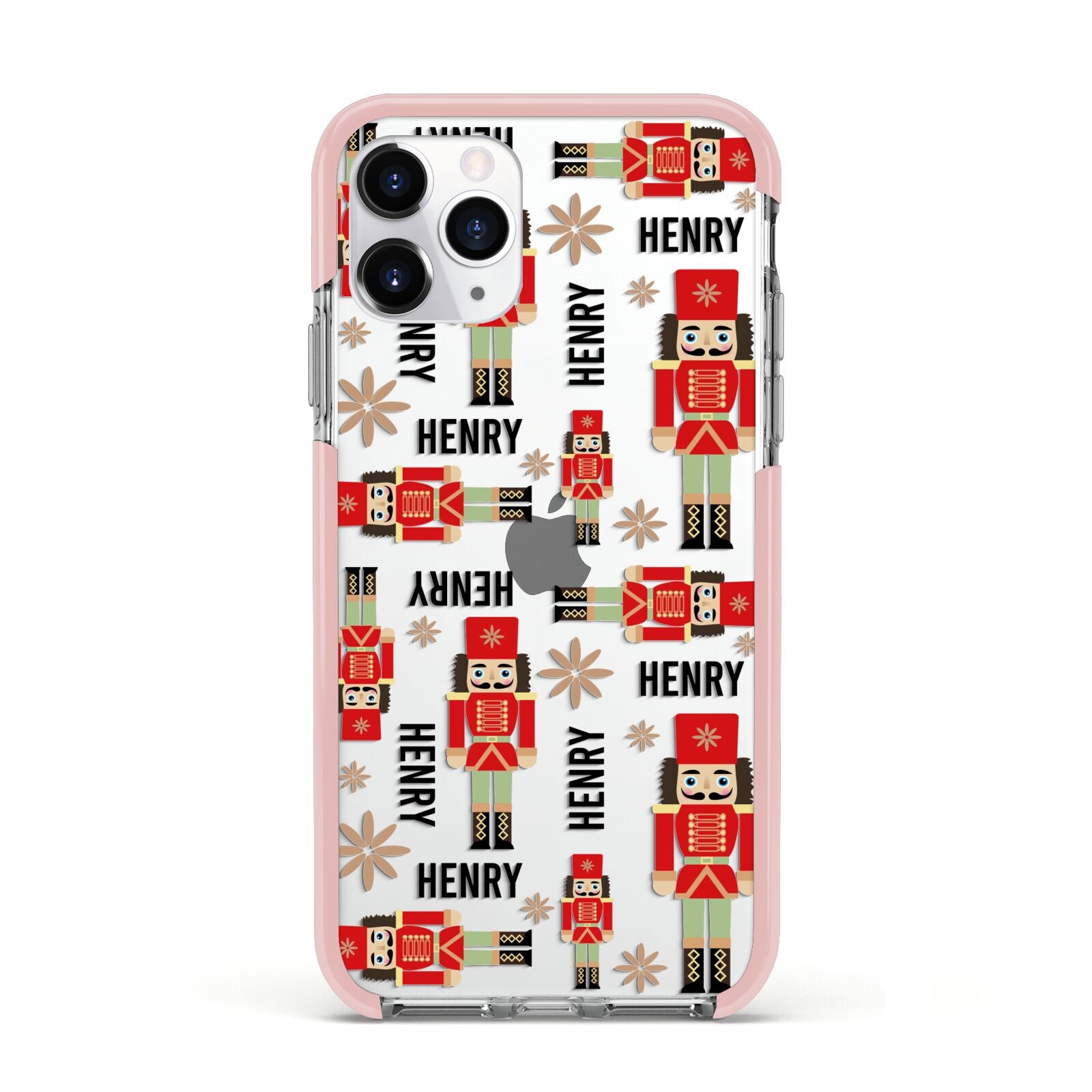 Nutcracker with Name Apple iPhone 11 Pro in Silver with Pink Impact Case