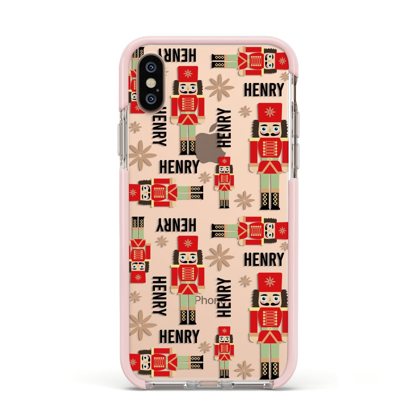 Nutcracker with Name Apple iPhone Xs Impact Case Pink Edge on Gold Phone
