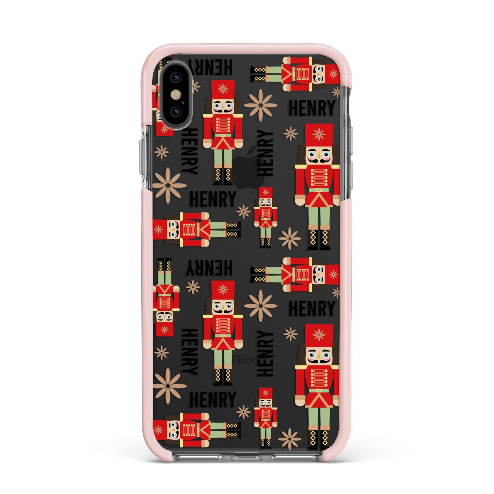 Nutcracker with Name Apple iPhone Xs Max Impact Case Pink Edge on Black Phone