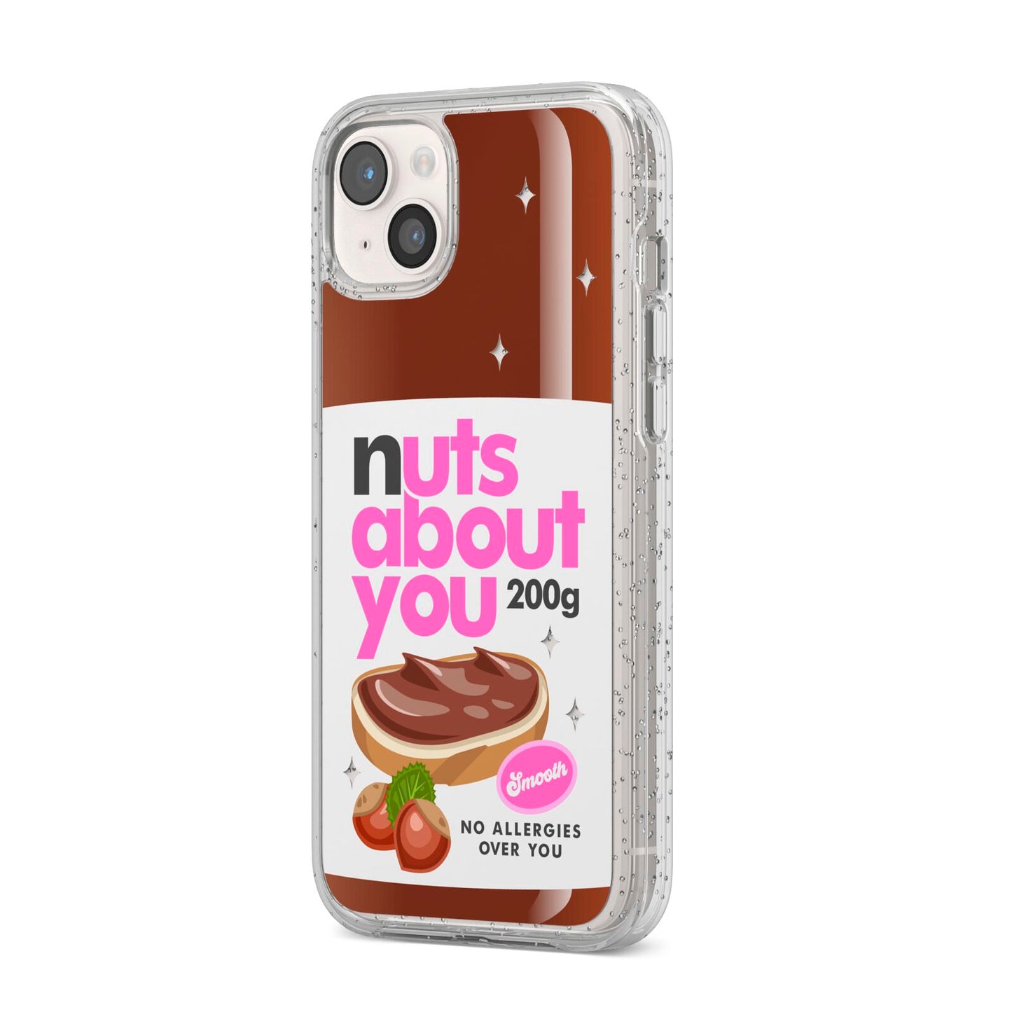 Nuts About You iPhone 14 Plus Glitter Tough Case Starlight Angled Image