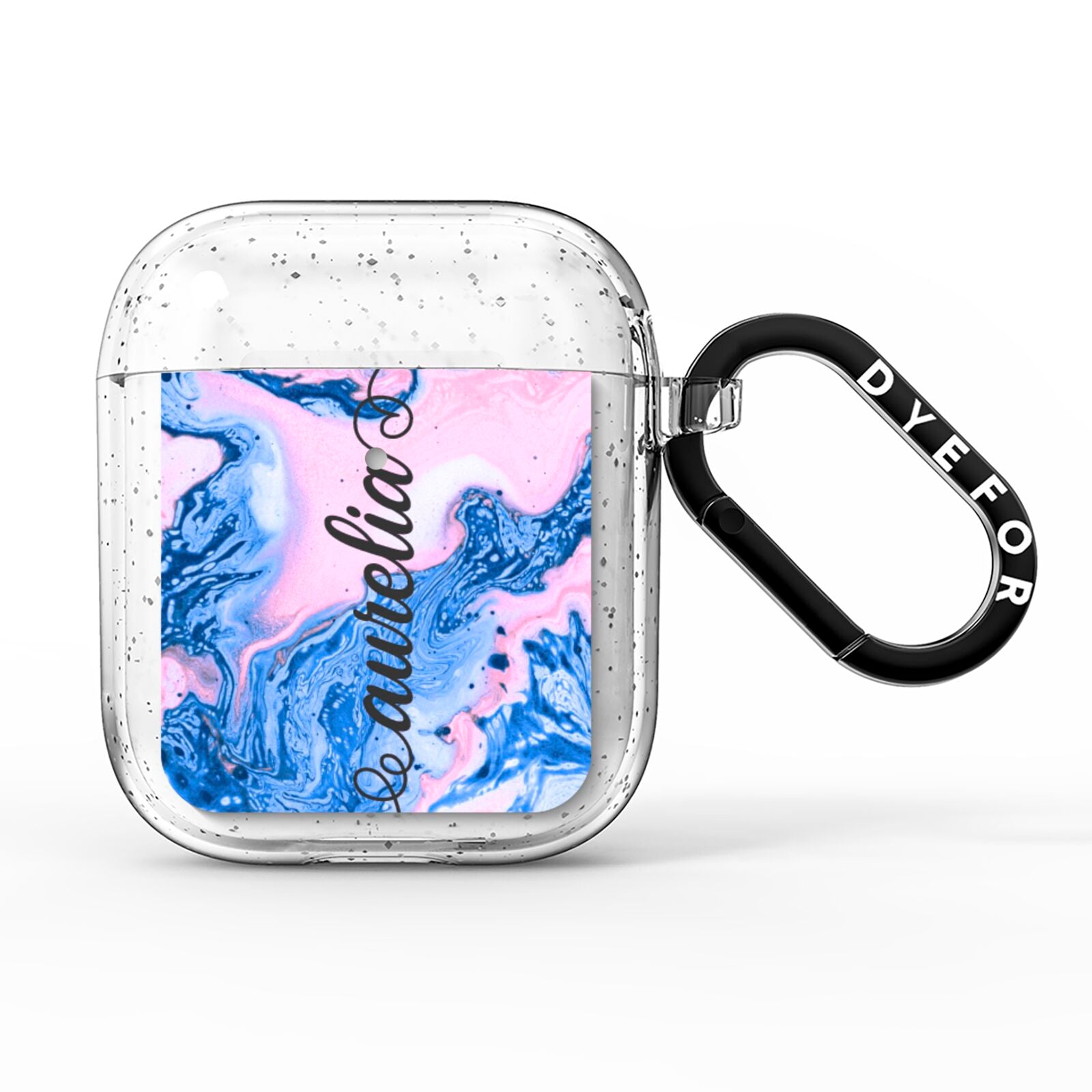 Ocean Blue and Pink Marble AirPods Glitter Case