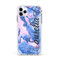 Ocean Blue and Pink Marble Apple iPhone 11 Pro Max in Silver with White Impact Case