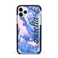 Ocean Blue and Pink Marble Apple iPhone 11 Pro in Silver with Black Impact Case