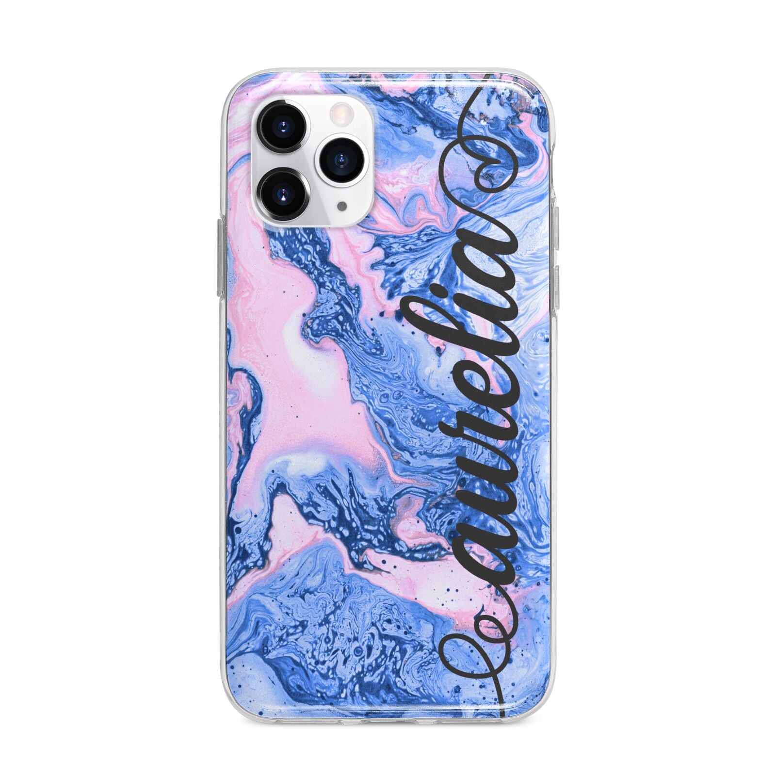 Ocean Blue and Pink Marble Apple iPhone 11 Pro in Silver with Bumper Case