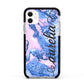 Ocean Blue and Pink Marble Apple iPhone 11 in White with Black Impact Case
