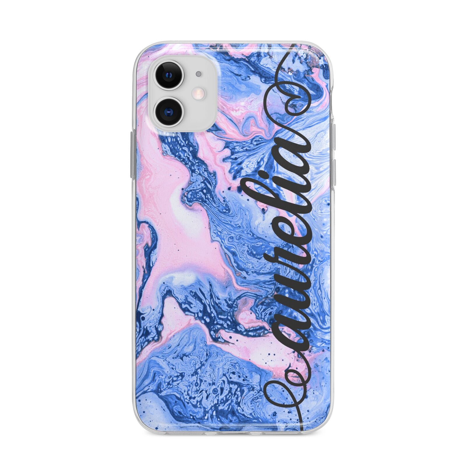 Ocean Blue and Pink Marble Apple iPhone 11 in White with Bumper Case