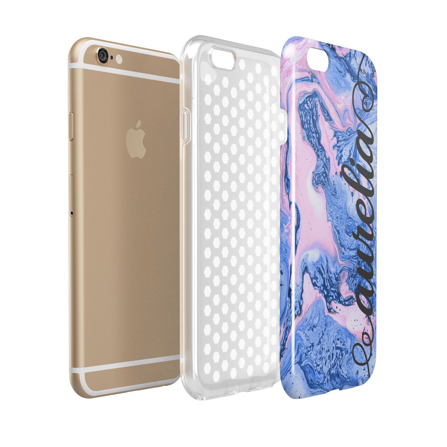 Ocean Blue and Pink Marble Apple iPhone 6 3D Tough Case Expanded view