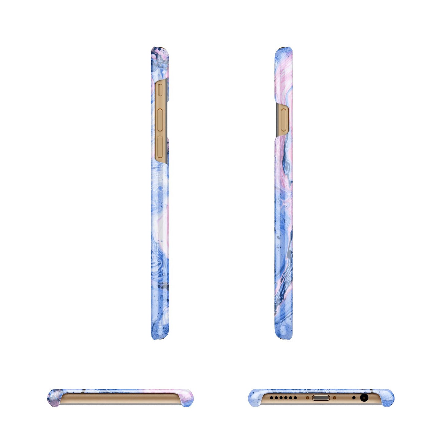 Ocean Blue and Pink Marble Apple iPhone 6 3D Wrap Snap Case Angled Images