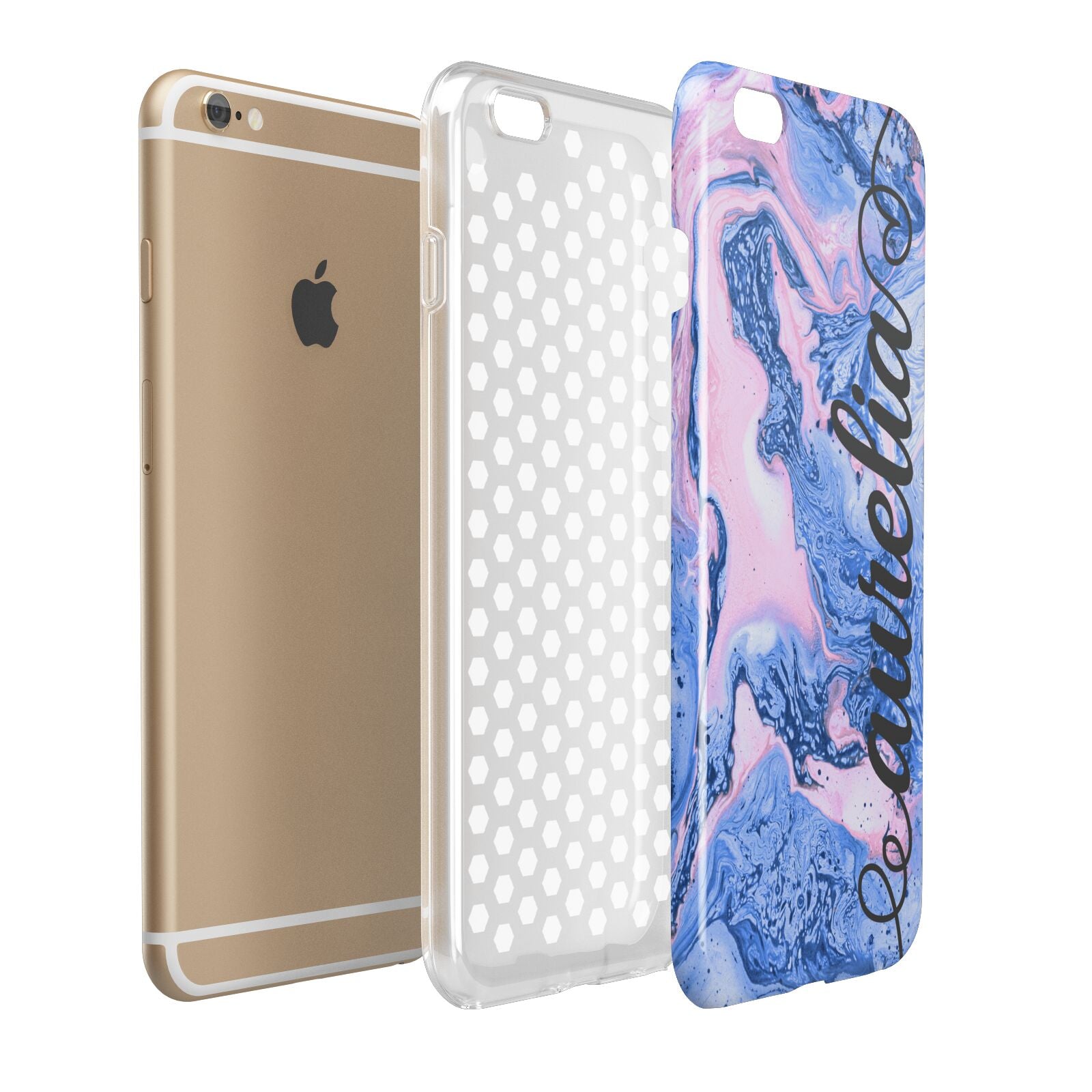Ocean Blue and Pink Marble Apple iPhone 6 Plus 3D Tough Case Expand Detail Image