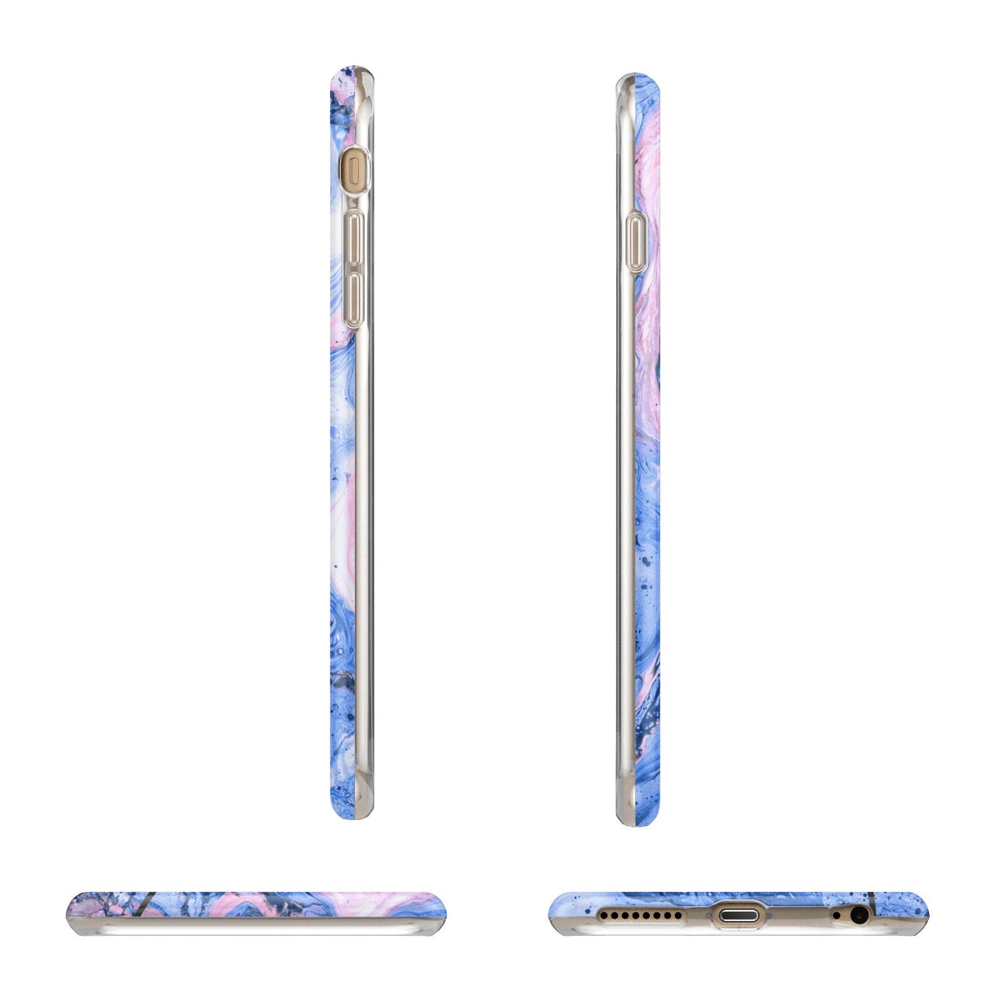 Ocean Blue and Pink Marble Apple iPhone 6 Plus 3D Wrap Tough Case Alternative Image Angles