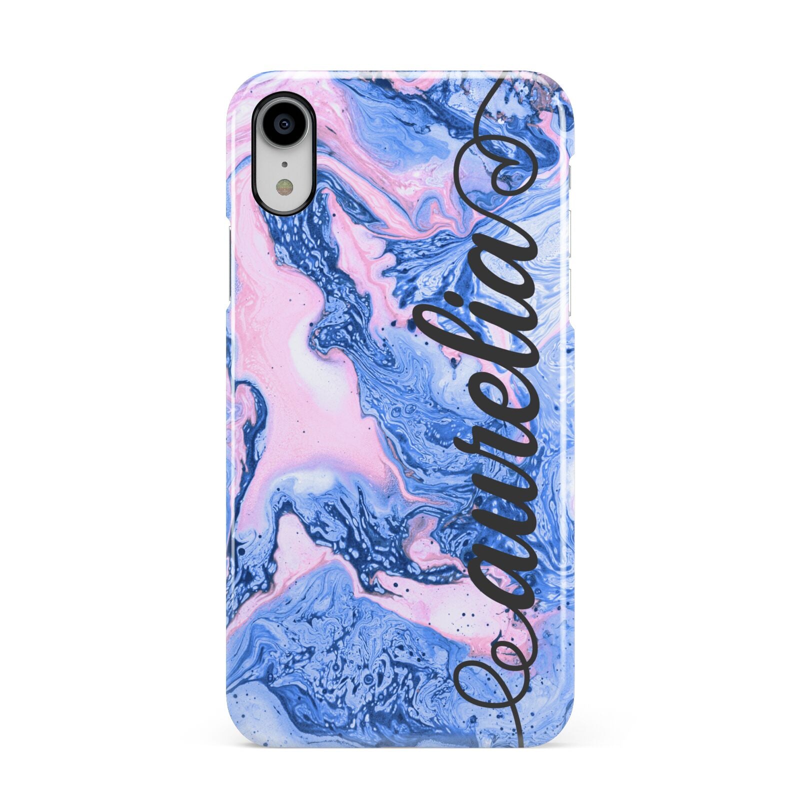 Ocean Blue and Pink Marble Apple iPhone XR White 3D Snap Case
