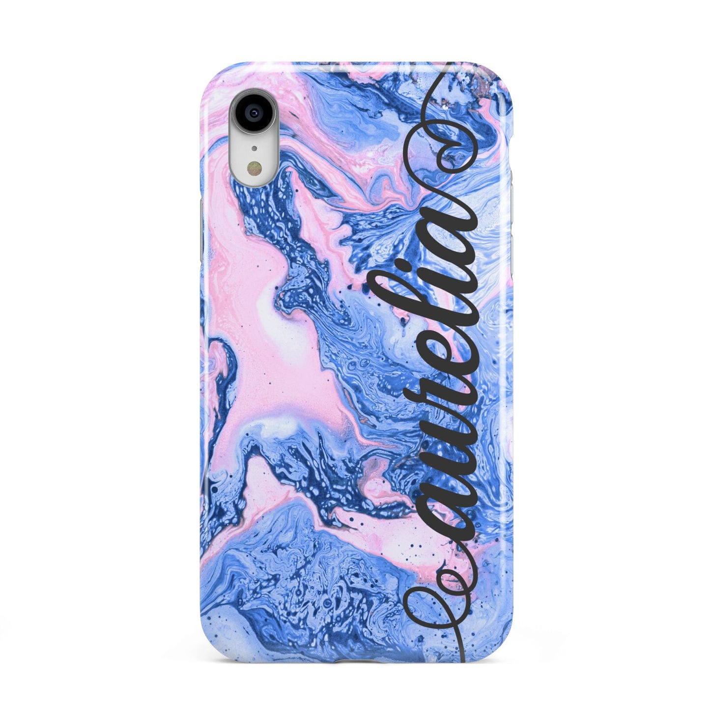 Ocean Blue and Pink Marble Apple iPhone XR White 3D Tough Case