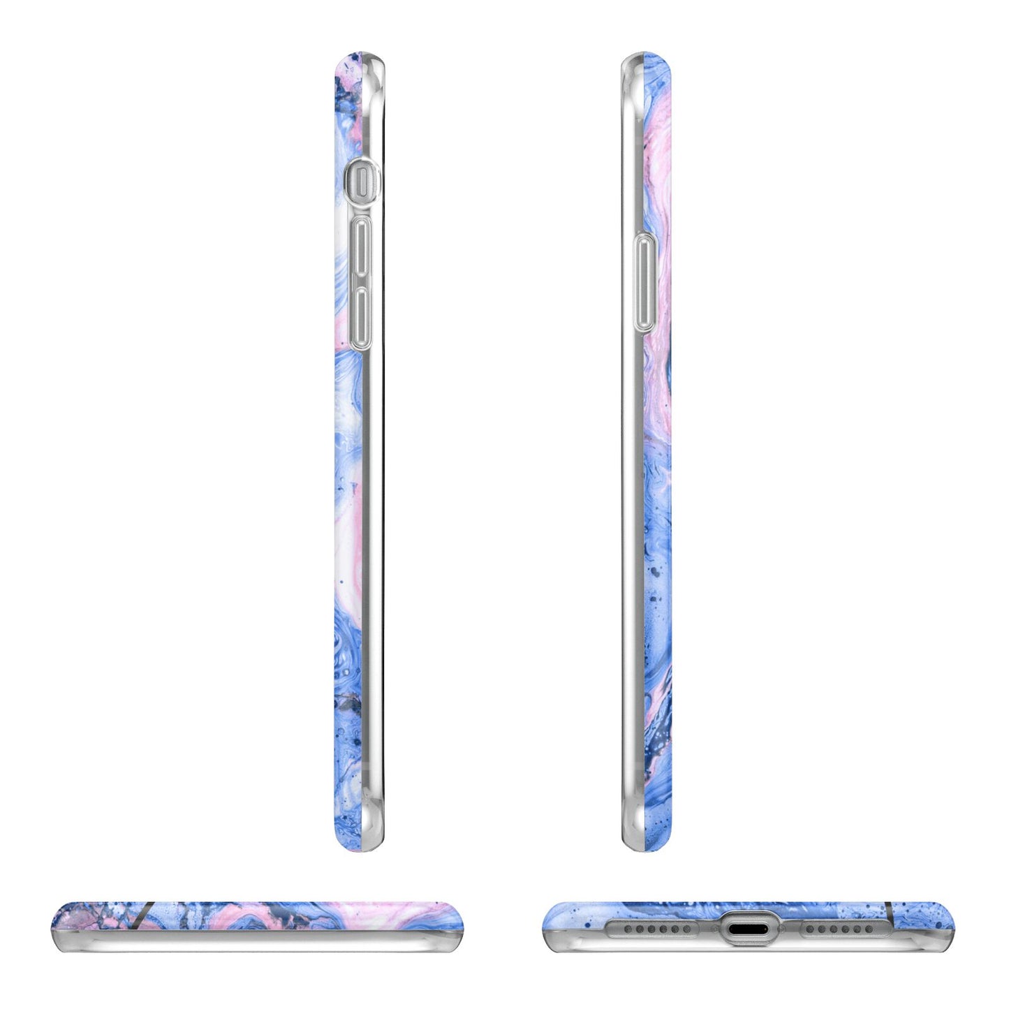 Ocean Blue and Pink Marble Apple iPhone XR in White with 3D Wrap Tough Case Alternative Image Angles