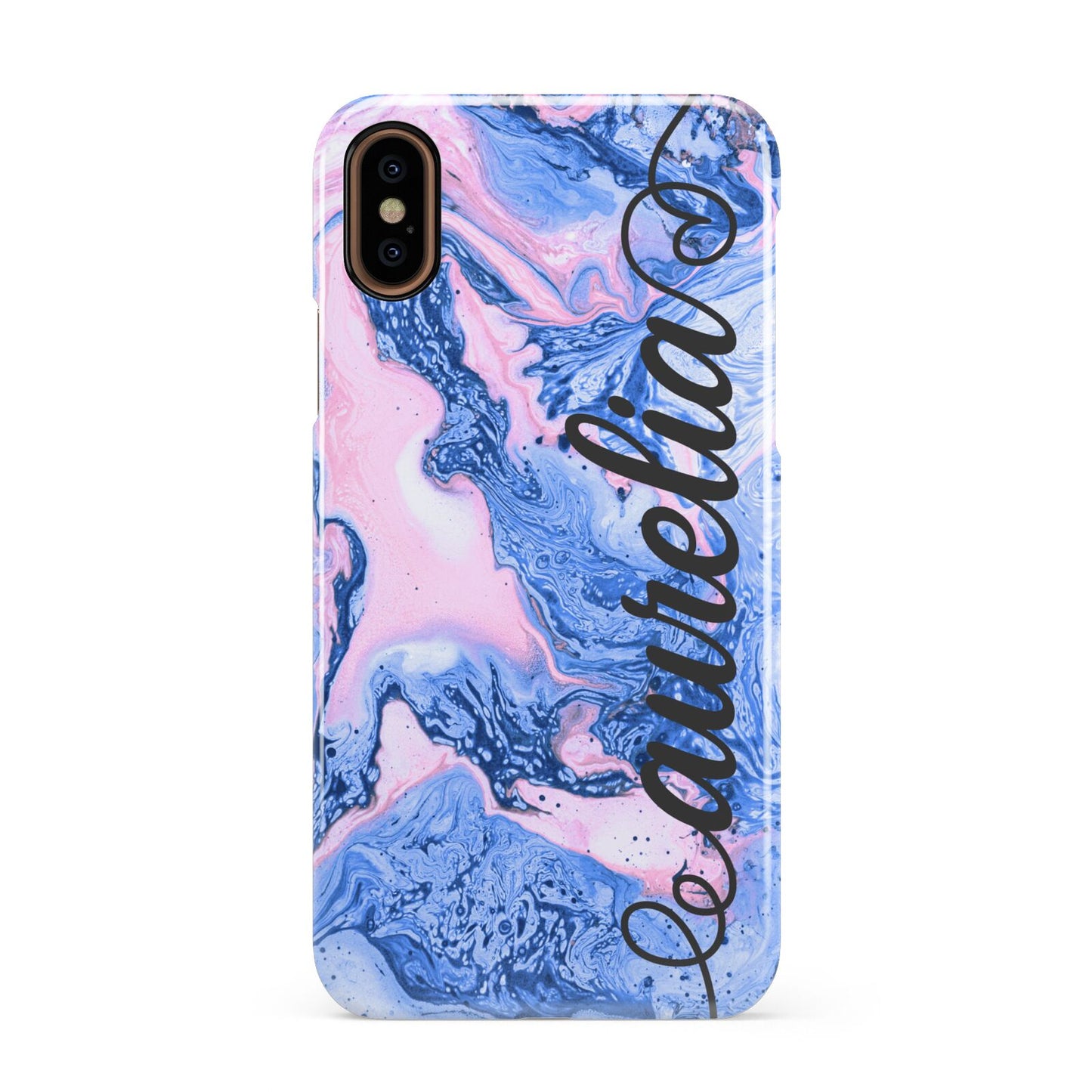 Ocean Blue and Pink Marble Apple iPhone XS 3D Snap Case