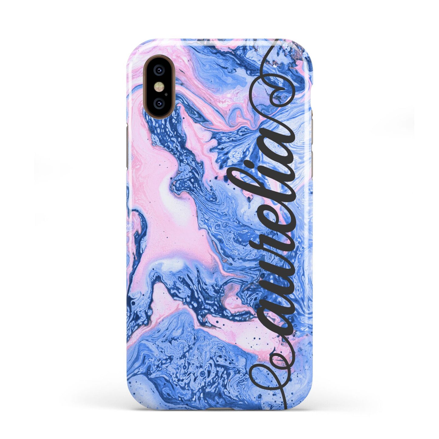 Ocean Blue and Pink Marble Apple iPhone XS 3D Tough