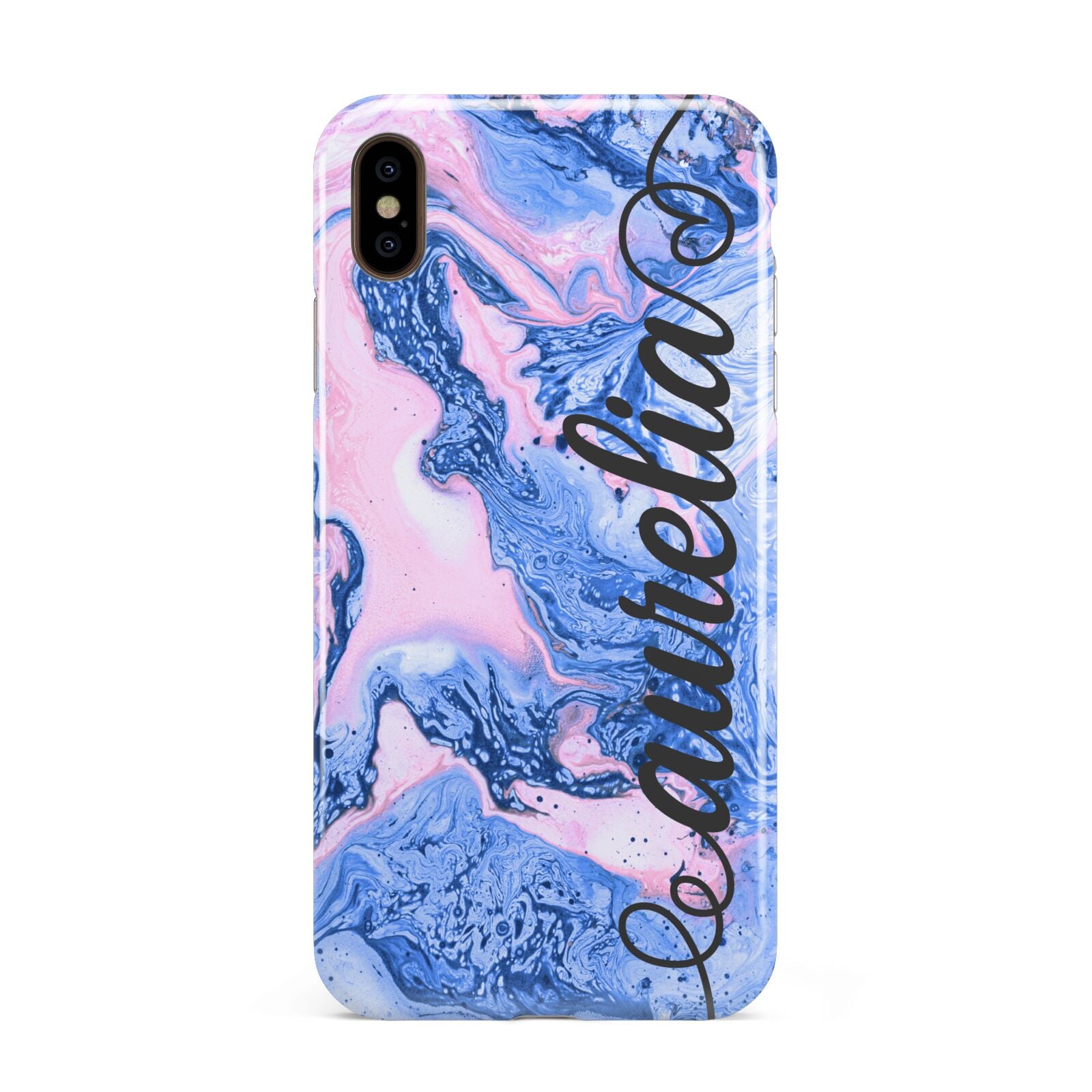 Ocean Blue and Pink Marble Apple iPhone Xs Max 3D Tough Case
