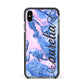 Ocean Blue and Pink Marble Apple iPhone Xs Max Impact Case Black Edge on Black Phone