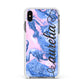 Ocean Blue and Pink Marble Apple iPhone Xs Max Impact Case White Edge on Black Phone