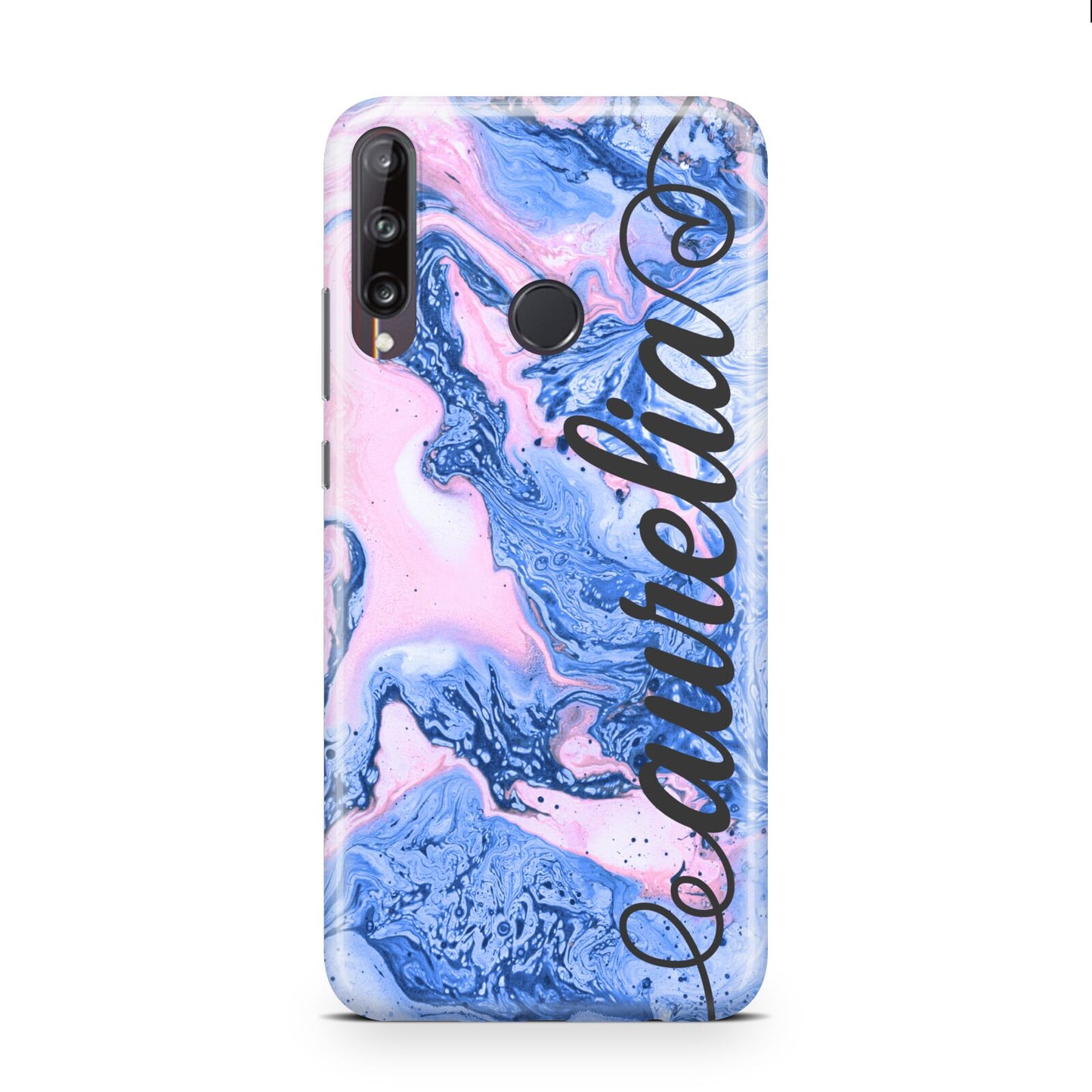 Ocean Blue and Pink Marble Huawei P40 Lite E Phone Case