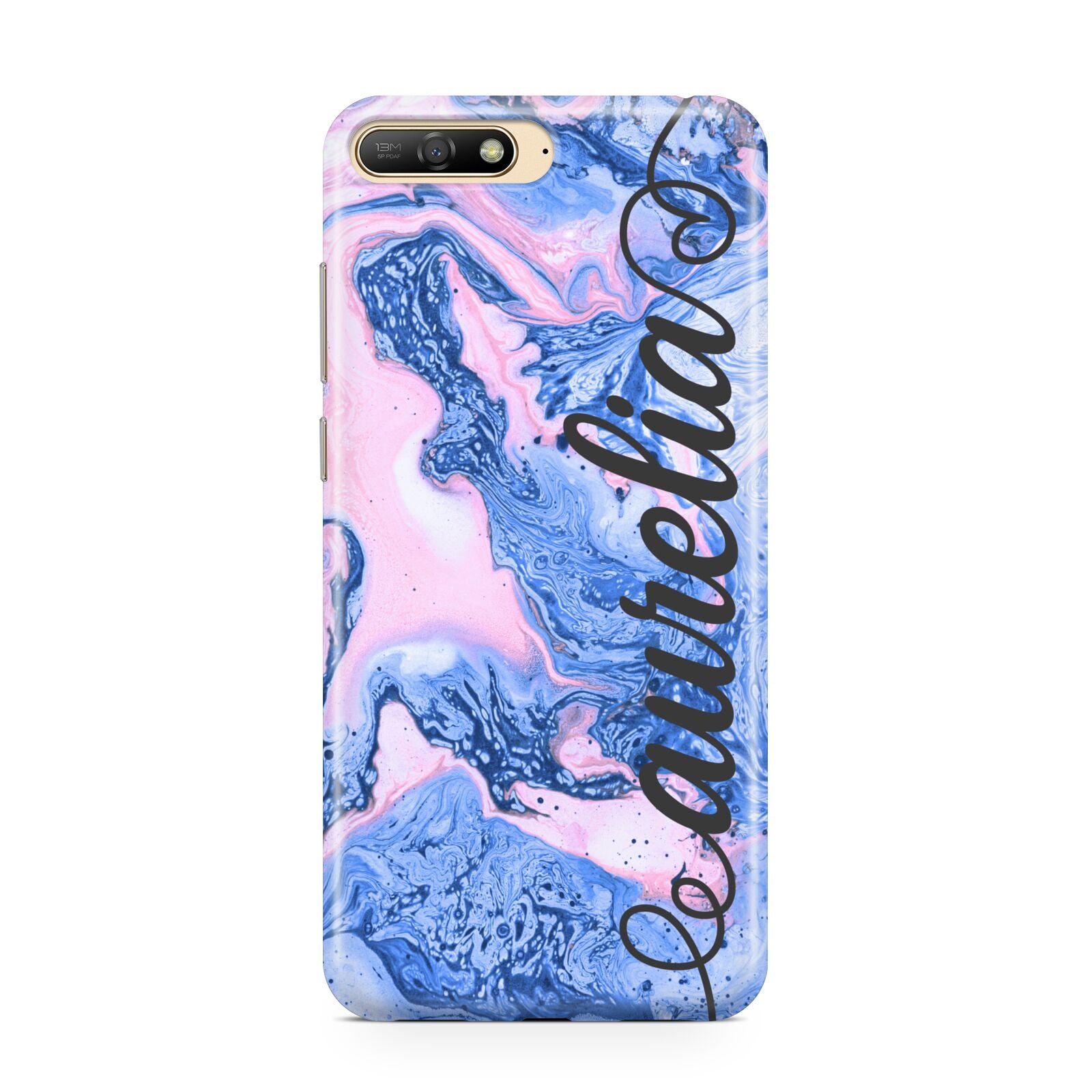 Ocean Blue and Pink Marble Huawei Y6 2018