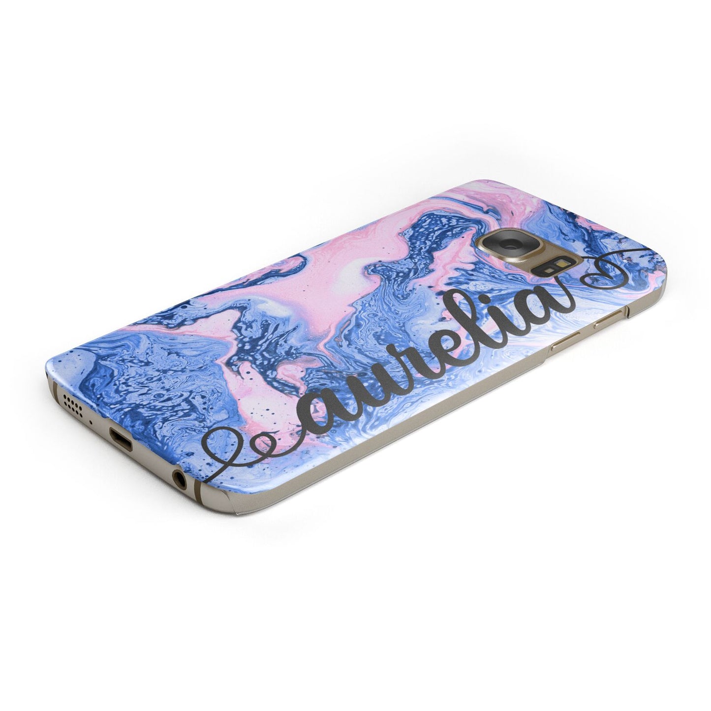 Ocean Blue and Pink Marble Samsung Galaxy Case Bottom Cutout