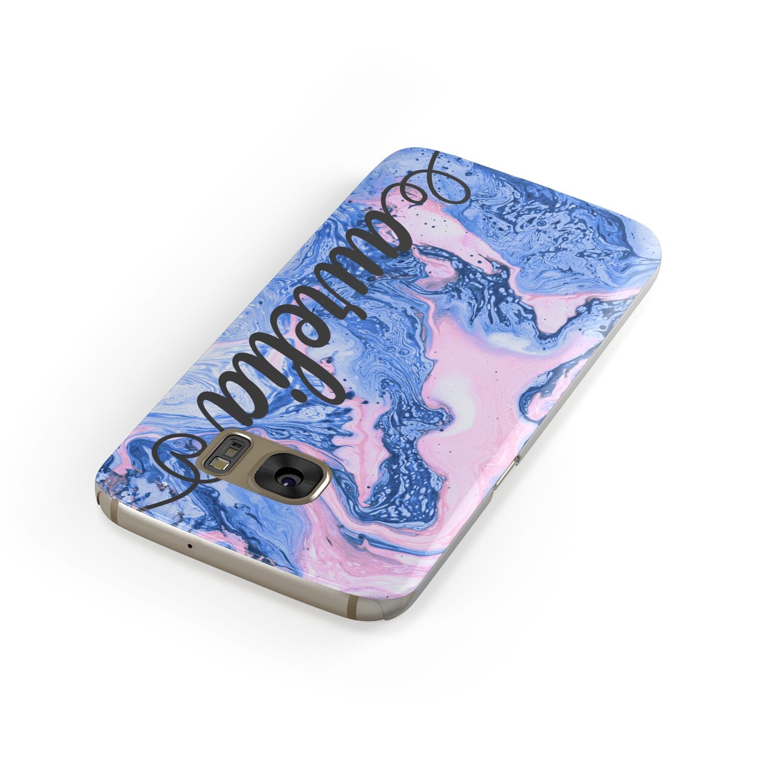 Ocean Blue and Pink Marble Samsung Galaxy Case Front Close Up