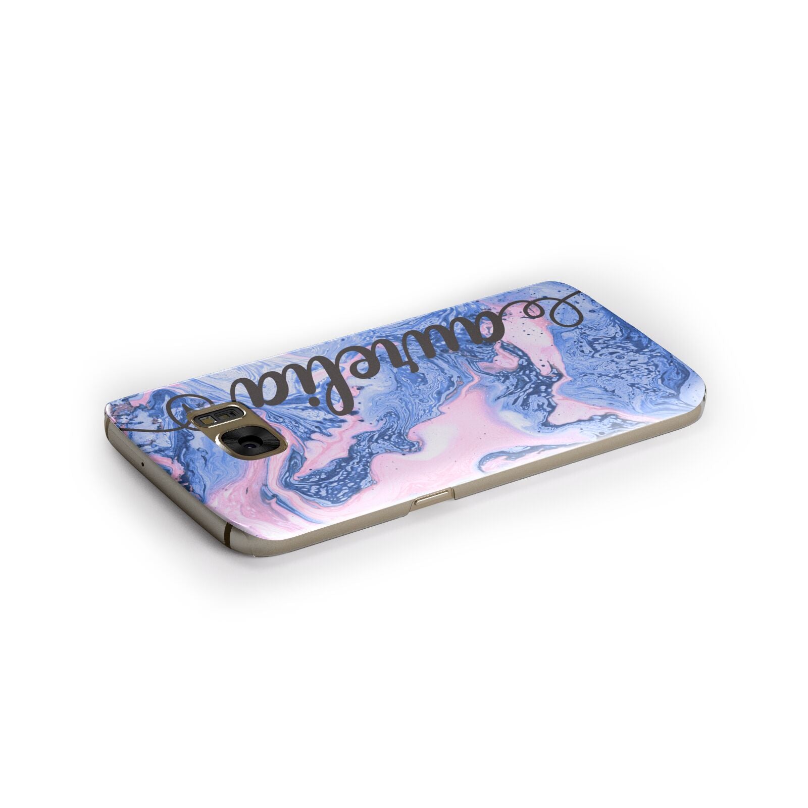 Ocean Blue and Pink Marble Samsung Galaxy Case Side Close Up