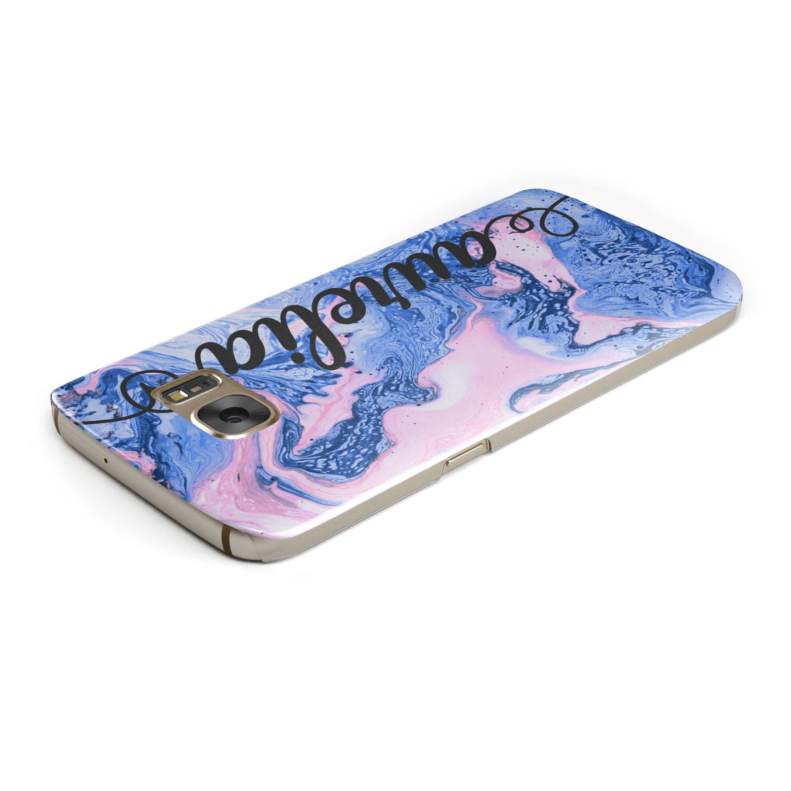 Ocean Blue and Pink Marble Samsung Galaxy Case Top Cutout