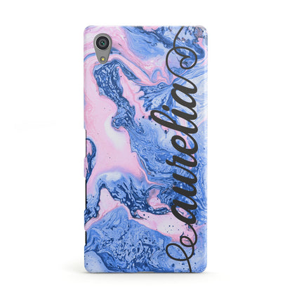 Ocean Blue and Pink Marble Sony Xperia Case